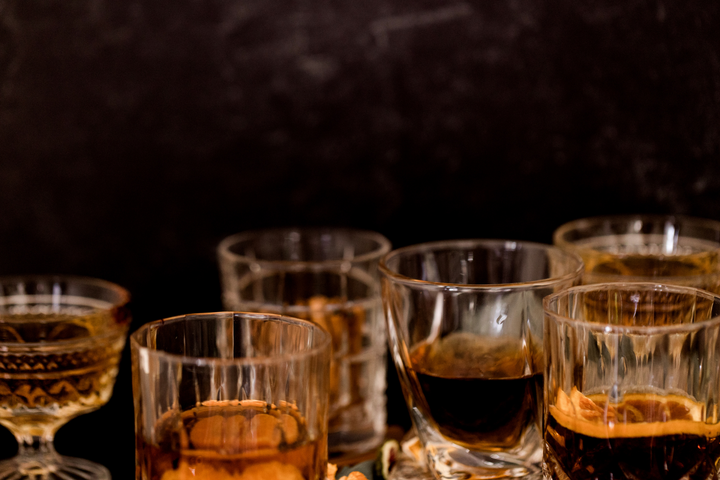 Different types of dark-colored drinks
