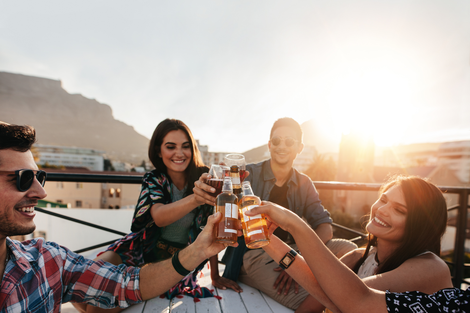 Group of friends drinking.