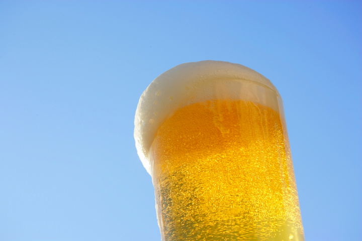 Mug of beer against the light