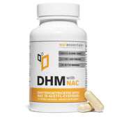 DHM with NAC bottle front, 60 vegetarian capsules, on a clean white background.